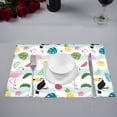 thumbnail image 2 of MKHERT Tropical Palm Leaves Pineapple Flamingos Toucans Flowers in Stripes Placemats Table Mats for Dining Room Kitchen Table Decoration 12x18 inch,Set of 6, 2 of 4