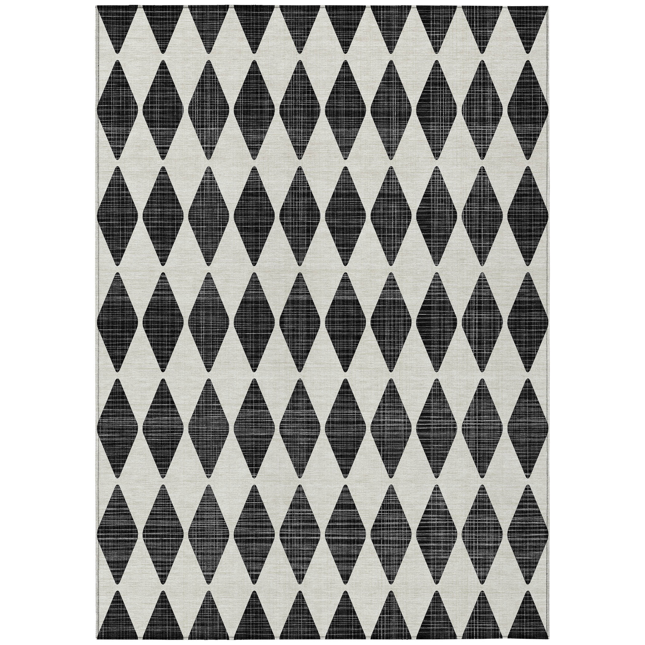 Addison Rugs Chantille Indoor/Outdoor Transitional Diamonds Black Washable Rectangle Rug, 9' x 12'