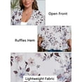thumbnail image 6 of SHOWMALL Women's Plus Lightweight Cardigan Open Front 3/4 Sleeves Bolero White Peony 5X Pleated Ruffles Hemline Shrugs, 6 of 7
