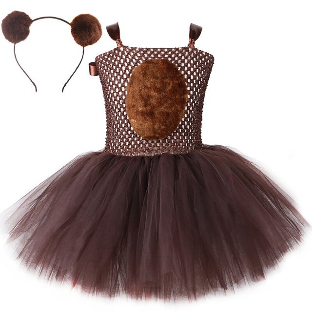 Vestido Tutú De Oso Marrón Para Bebé Niñas Halloween Cumpleaños Selva Fiesta Animal Cosplay Disfraz Niños De Disfraces Ropa 1-12Y