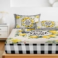thumbnail image 6 of Twin Sze Fitted Sheet Set - Summer Lemon 2 Piece Bedding Sets 16" Deep Pocket Fitted Sheet with 1 Pillowcase, Farmhouse Black Check Plaid Vintage Brushed Microfiber Hotel Luxury Bed Sheets, 6 of 9