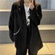 thumbnail image 4 of Blazers de manga larga con cadena de ropa urbana para mujer, moda coreana 2023, abrigos holgados con solapa, blazer elegante de color liso para oficina., 4 of 6