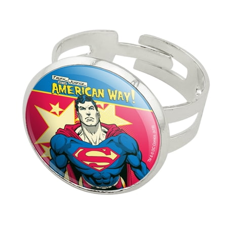 Superman The American Way Silver Plated Adjustable Novelty Ring