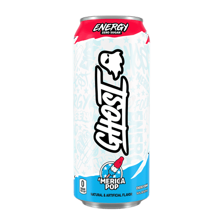 GHOST® ENERGY Zero Sugars Energy Drink, Merica Pop, 200mg Natural Caffeine, 16 fl oz Can
