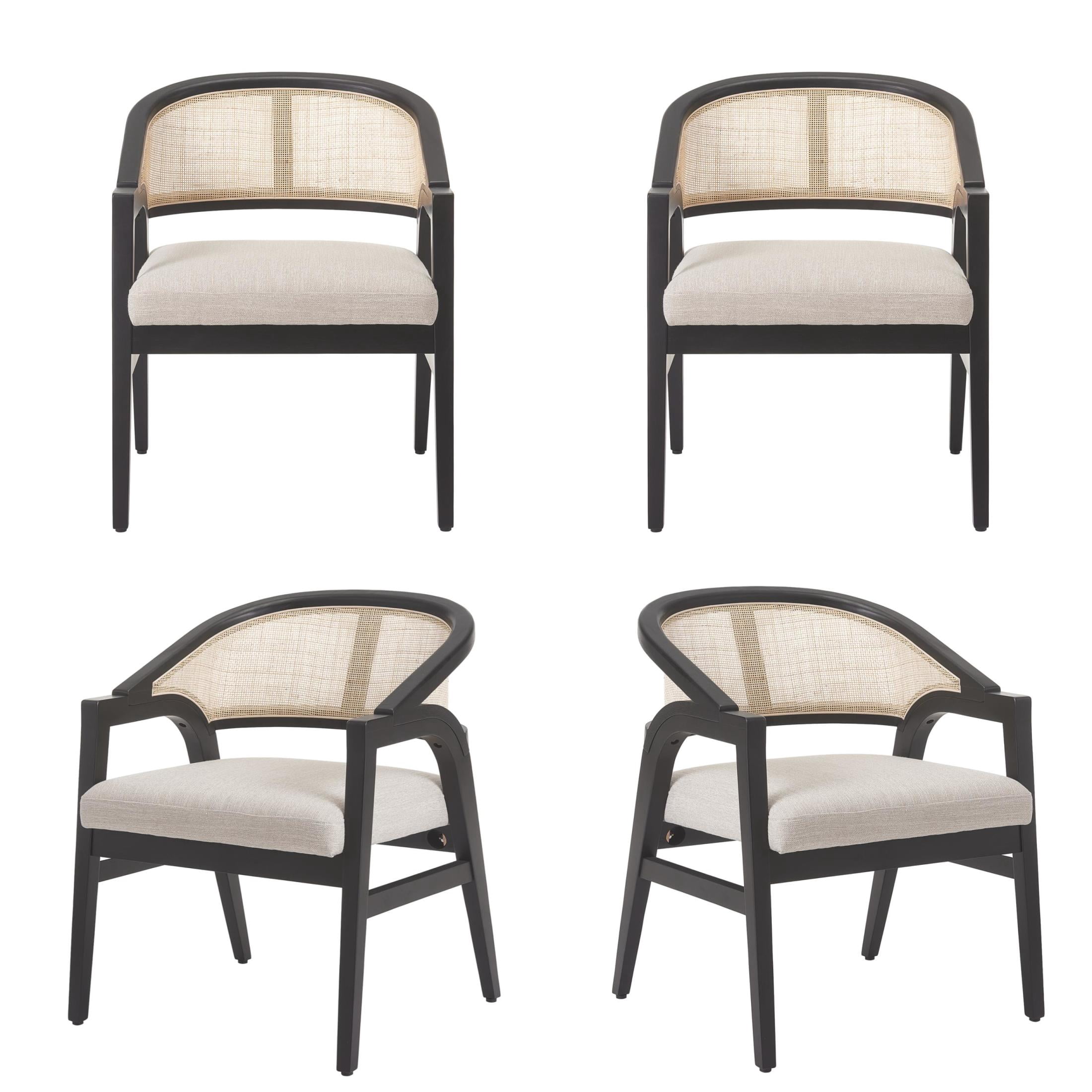 Christopher Knight Home Modern Dining Arm Chairs with Cane Back, Wood Frame, Black, Set of 4
