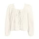 thumbnail image 4 of Blusas de encaje con lazo delantero para mujer, con volantes y cuello en V, de gasa, 4 of 4
