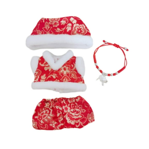 Almencla 4 Pieces Mini Doll Clothes Set, Traditional Chinese Outfit, Costumes Soft Adorable Doll Clothing Suit, for 15/17cm Doll