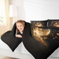 thumbnail image 5 of Manfei Dreamy Kitten Full Size Bedding Sets, Neon Butterfly Planet Full Size Bed in a Bag, Black Golden, Black Reversible, 7-Piece, 5 of 6