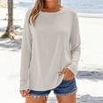 thumbnail image 2 of Mashaouyo 2025 New Women's Cotton Top Round Neck Long Sleeve T Shirt Womens Tops, 2 of 5
