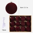 thumbnail image 3 of 3.14" Flocked Christmas Balls, 12PCS Plastics Christmas Tree Ornaments Assortment for Xmas Tree Holiday Decor,Red, 3 of 9