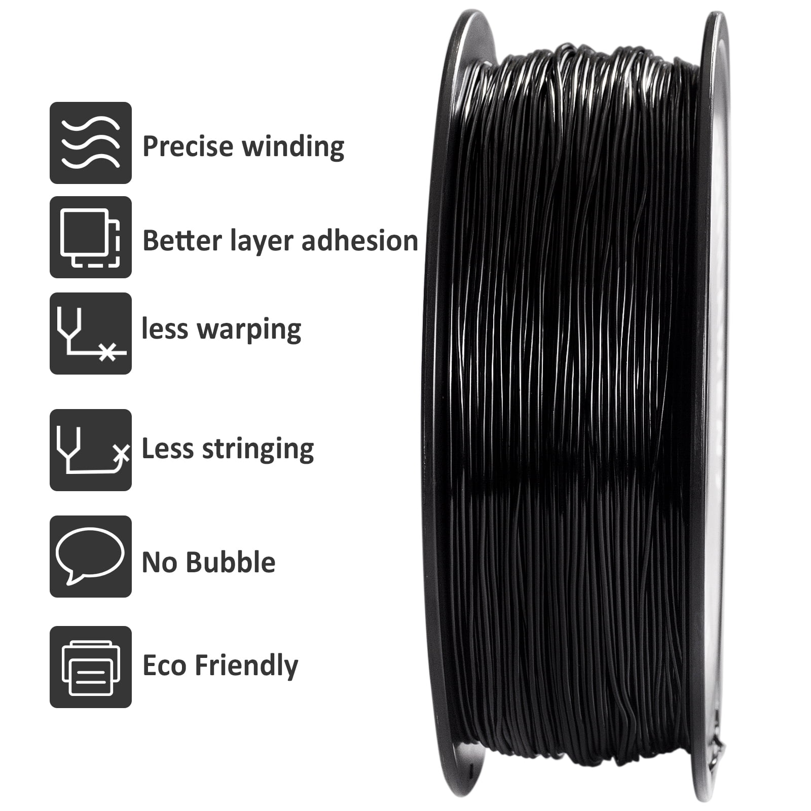 Geeetech TPU 1.75mm Flexible Soft Filament Black, 10kg Spool (22 lbs.), Dimensional Accuracy +/- 0.03 mm