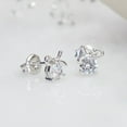 thumbnail image 2 of Bluebell Jewels Women's 14K White Gold Finish Round Cut Cubic Zirconia Bow Earring, 2 of 5