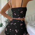 thumbnail image 4 of IMENGL Women's Pajamas Set Loungewear Graphic 2 Piece Summer Cute Crop and Shorts Ribbed Onesises Sleepwear Pajama Sets for Women,Black, 4 of 5
