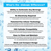 Drinkmate OmniFizz Sparkling Water and Soda Maker, Carbonates Any Drink, with 60L CO2 Cylinder (Arctic Blue)