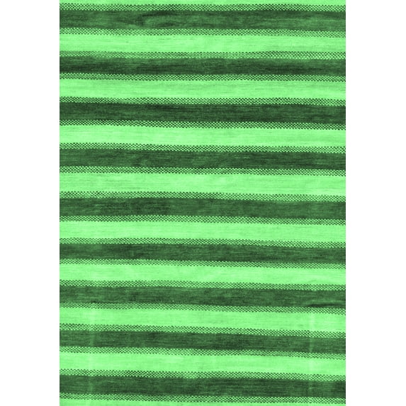 Ahgly Company Indoor Rectangle Abstract Emerald Green Modern Area Rugs, 7' x 10'