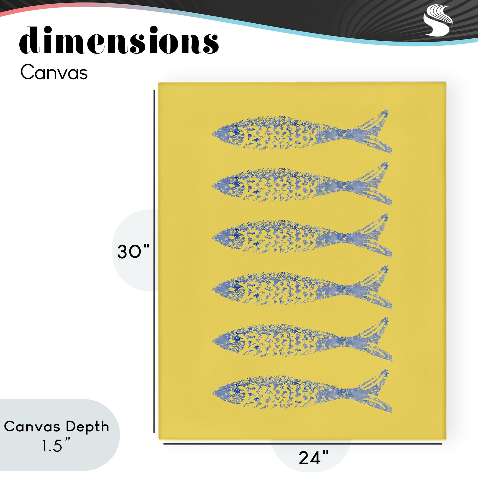 Stupell Industries Sardine Stamps on Yellow Canvas Wall Art, design by Julie DeRice