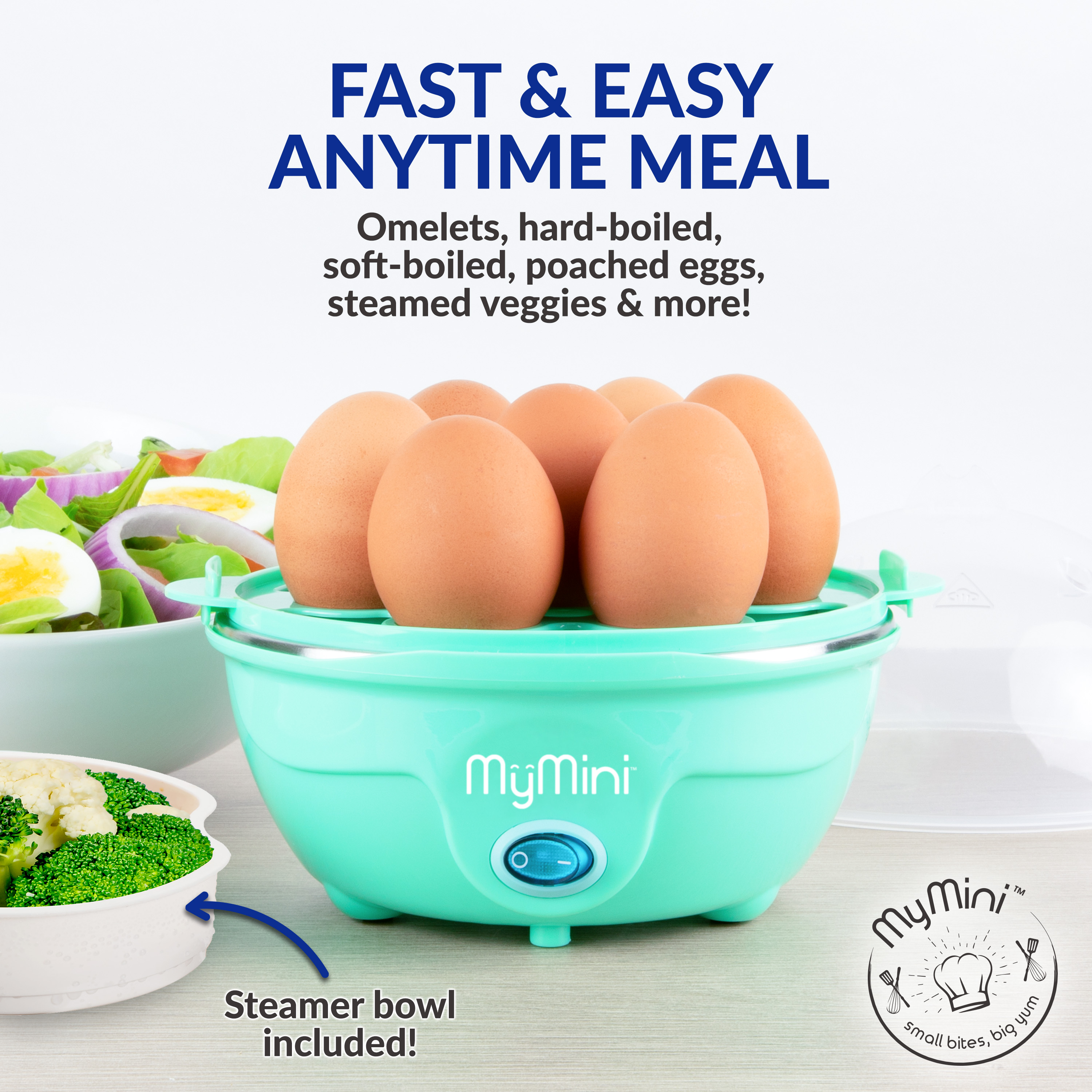 MyMini Premium 7-Egg Cooker, Teal - image 3 of 12