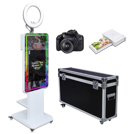 PAAFNN Portable 21.5inch Touch Screen Selfie Photo Booth Machine with Flight Case for Party Events