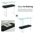 thumbnail image 4 of ivinta Narrow Glass Console Table with Storage Modern Sofa Table Entryway Table Glass Writing Desk Small Computer Desk TV Table Buffet Table Modern Accent Table for Small Space, 4 of 8