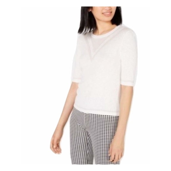 MAISON JULES Womens White Short Sleeve Crew Neck Top Size: L