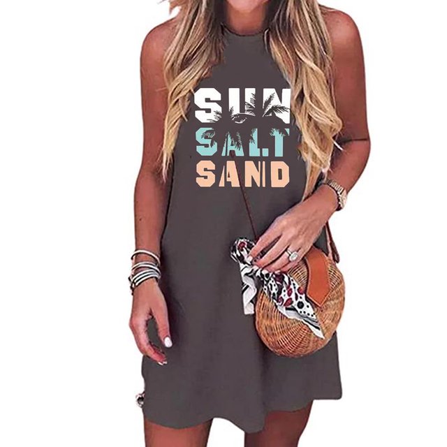 Vestido camisero sin mangas,Vestido camisero casual de verano para mujer Vestido camisero casual Materiales ecológicos