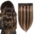 thumbnail image 1 of 100% Human Hair Clip In Hair Extensions 15 Colors Can Curly Dyed Washed 1 Piece/5 Clips Light Brown 18”-50g, 1 of 6