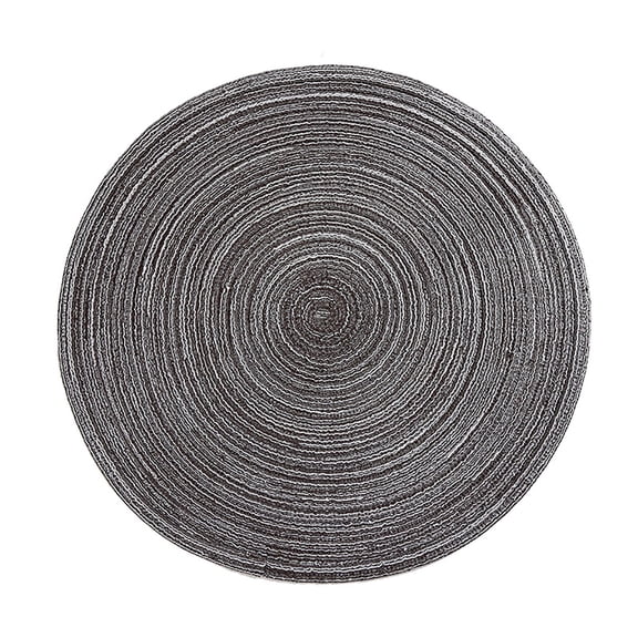 Plertrvy Round Cotton Yarn Placemat Heat Insulation Western Placemat Woven Table Mat Black, Placemats Washable Woven Vinyl Placemats for Dining Table Easy To Clean Plastic Placemats