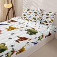 thumbnail image 3 of Metsweet Animal Dinosaur Zipper Twin Comforter Sets with Fitted Sheet and 2 Pillowcases, Jungle Wildlife Zipper Bedding Set, Green Brown Gray,4-Piece, 3 of 6