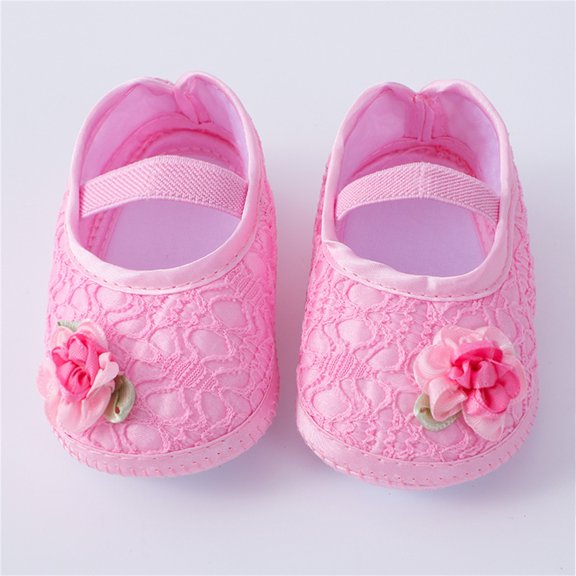 ZHOGXU Toddler Baby Girls Sneakers Non Slip Soft Sole Flower Design Fashion Comfortable Breathable Shoes For Walking,Pink,0-3 Months