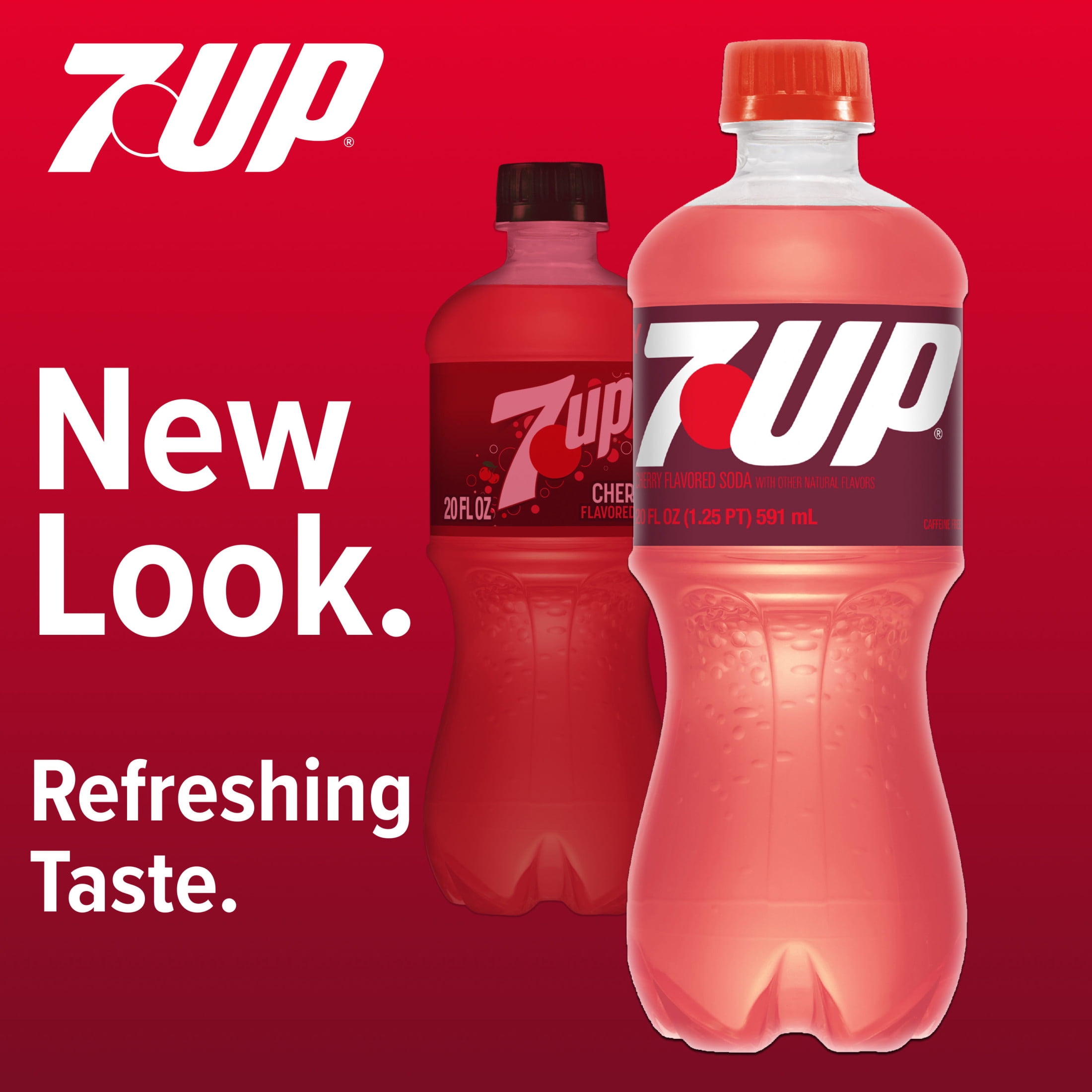 (5 pack) 7UP Caffeine Free Cherry Soda Pop, 20 fl oz, Bottle