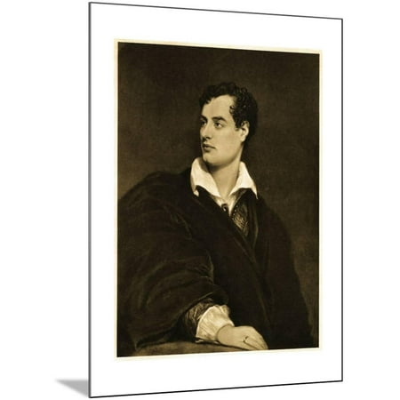 Portrait Of English Poet Lord Byron Wood Mounted Print Wall Art - 