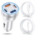 thumbnail image 1 of Cargador de coche Avatcen de 65 W para iPhone 16/15 Pro Max con 2 cables, 1 of 7
