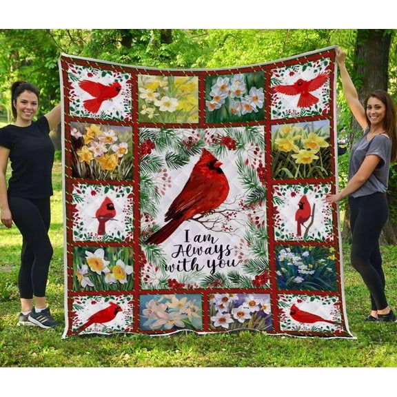 Cardinal Memorial Blanket, Cardinal Bird I Am Always With You, 30x40in Fleece Blanket