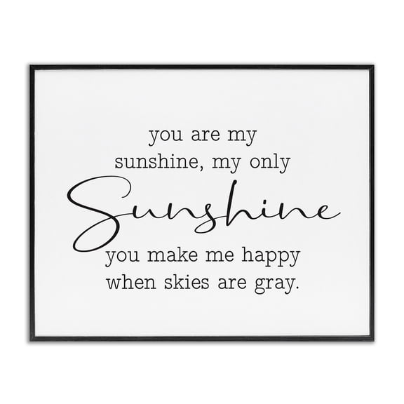 Stupell Industries Modern My Sunshine Family Home Black And White Word Design Black Framed Giclee Art, 14 x 11, by Lettered and Lined