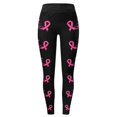 thumbnail image 3 of Breast Cancer Awareness Leggings For Women Pink Ribbon Print High Waist 4-Way Stretch Workout Pants for Running Casual, 3 of 6