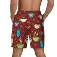 thumbnail image 3 of Kdxio Coffee Cups Print Men'S Swim Trunks With Compression Liner 7 Inch Inseam Quick Dry Swim Shorts, 3 of 7