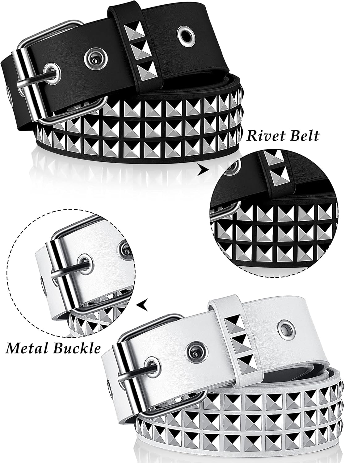 BlinkLLX 2 Pieces Studded Belt Punk Y2K Rock Goth Emo Belt