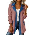 thumbnail image 1 of Women Denim Patchwork Jacket Long Sleeve Button Cardigan Jackets Denim Corduroy Patchwork Jackets for Women, 1 of 5