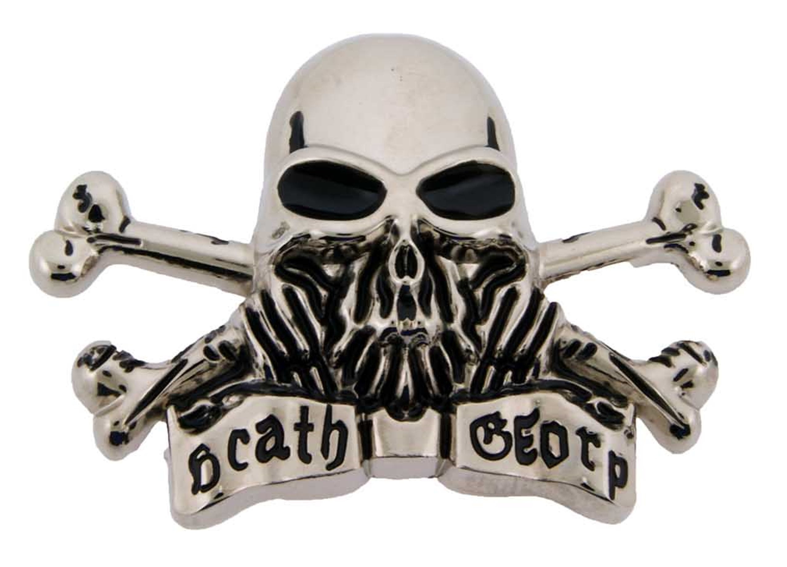 Men Women Skull Belt Buckle Silver Metal Crossbones Goth Tattoo Skeleton Tribal 