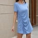 thumbnail image 4 of Puntoco Falda De Fiesta Ajustada Con Mangas Abullonadas Y Mangas Cortas Con Cuello En V Sexy De Color Sólido Para Mujer Azul Xxxl,Regalos Para Mujer Joven, 4 of 5