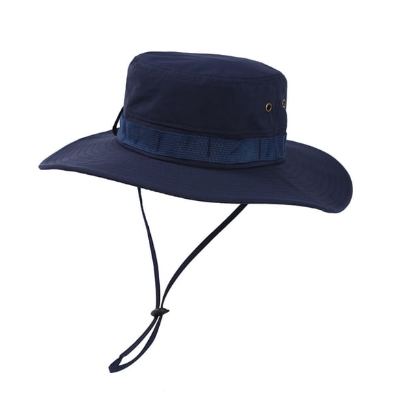 QSAWXQZ Unisex Quick Dry Solid Boonie Hat Wide Brim Sun Hat with Star Graphic Hollow Out Mesh Band for Women Men Outdoor Camping and Fishing Trip Navy Free Size