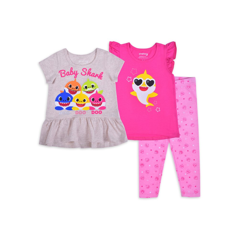 Baby Shark Baby Shark Baby Girls & Toddler Girls Flutter Sleeve Tshirt, Peplum Tshirt