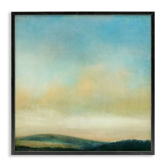 Stupell Industries Cloudy Countryside Fields Landscape & Nature Painting Black Framed Art Print Wall Art, 12 x 12