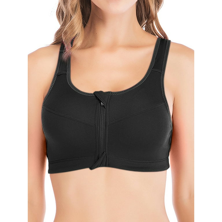 YouLoveIt Women's Sports Bra Push Up Zipper Front Closure Padded