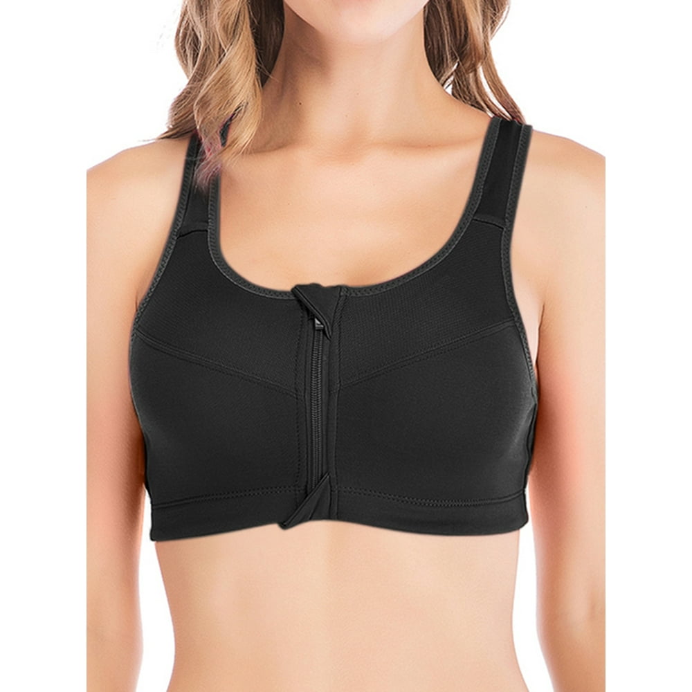 YouLoveIt - YouLoveIt Women's Sports Bra Push Up Zipper Front Closure Padded Bras Seamless Sport