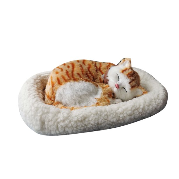 Realistic Sleeping Shorthair Kitten Puppy With Woolen Bed Lifelike Stuffed Interactive Pet Toy Simulation Breathing Cats Dogs Kids Adults Gifts Permanent Pet Companion Walmart Com