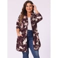 thumbnail image 2 of DARING DIVA Plus Size Open Front Knit Fabric Floral Outerwear Cardigan 1X Red Brown, 2 of 6