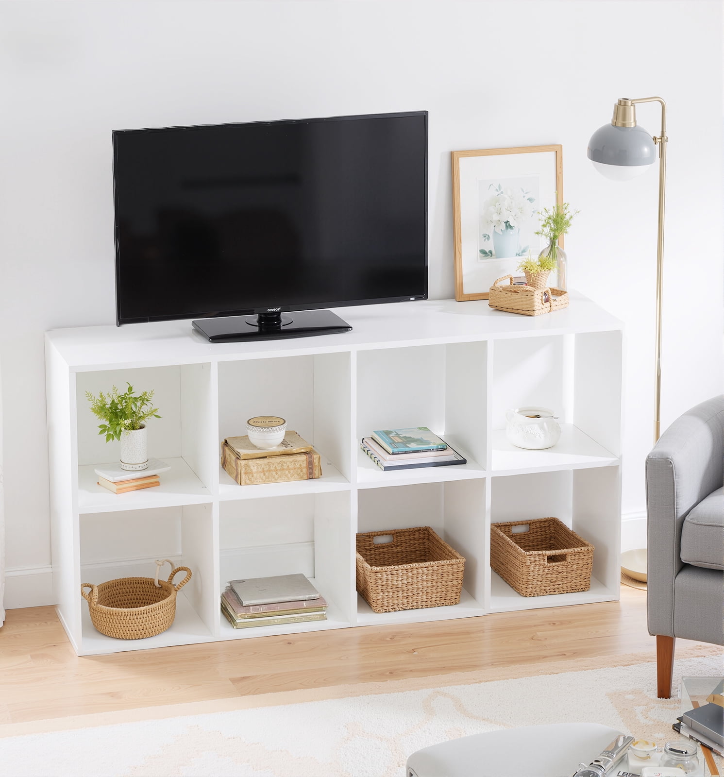 Simenmax 9 Cube Storage Organizer, Bookshelf with 5 Removable Back Panels for Living Room, Bedroom, Home Office, White