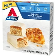 Atkins Snack Bar, High Protein, Low Carb, Caramel Apple Pie, 5 Ct