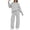 A Gray, variant on Women's 2 Piece Casual Outfits Solid Hooded Drawstring Long Sleeve Sweatshirt Tops And Long Pants Set Suits